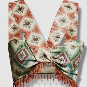 Autumn Adeigbo NWT Women's Green Beaded Soraya Bra Top Size 2